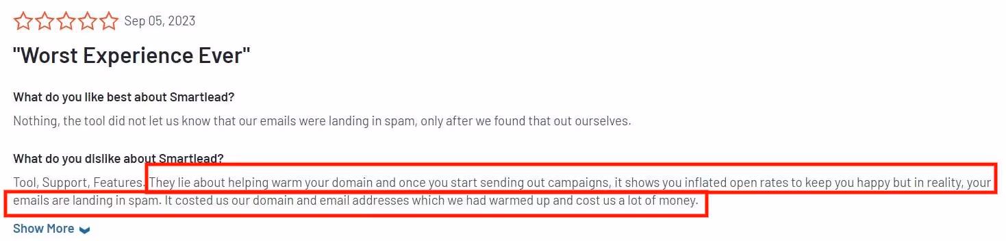 A negative review of Smartlead.