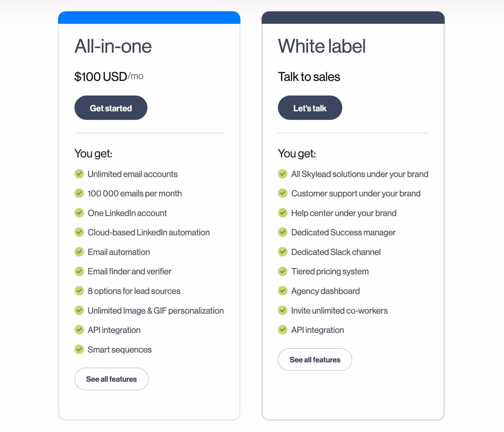 The Skylead price list.