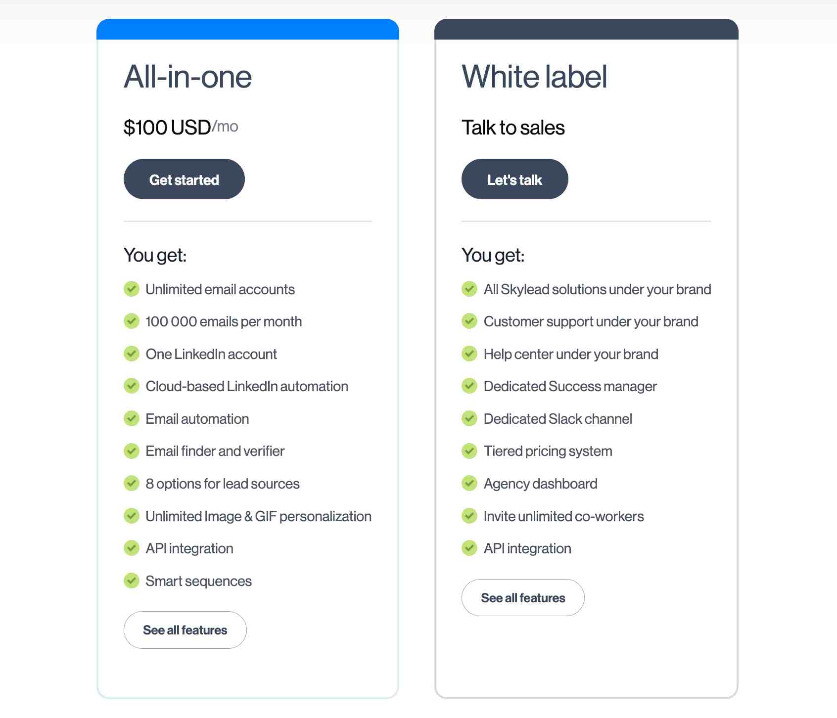 The Skylead price list.