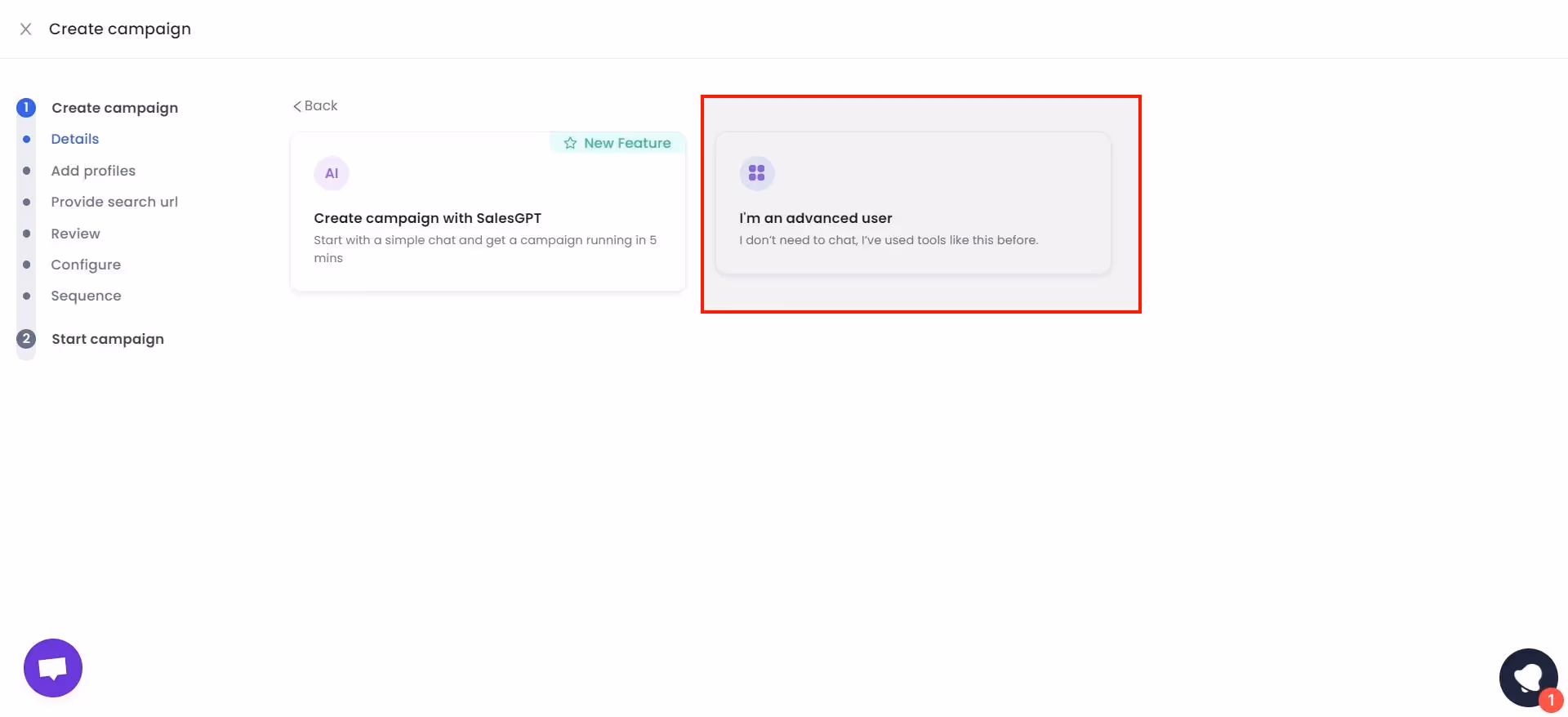 Click to search for advanced users on Salesrobot.