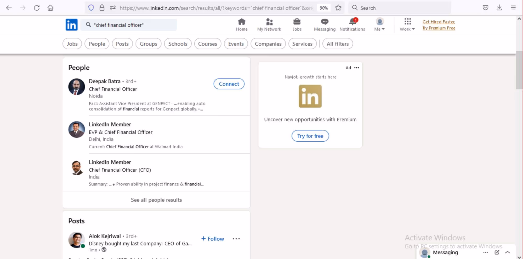 Search for CFO on LinkedIn.