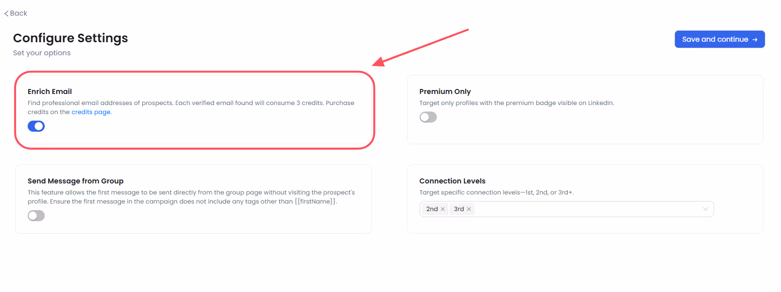 Enrich data option in SalesRobot