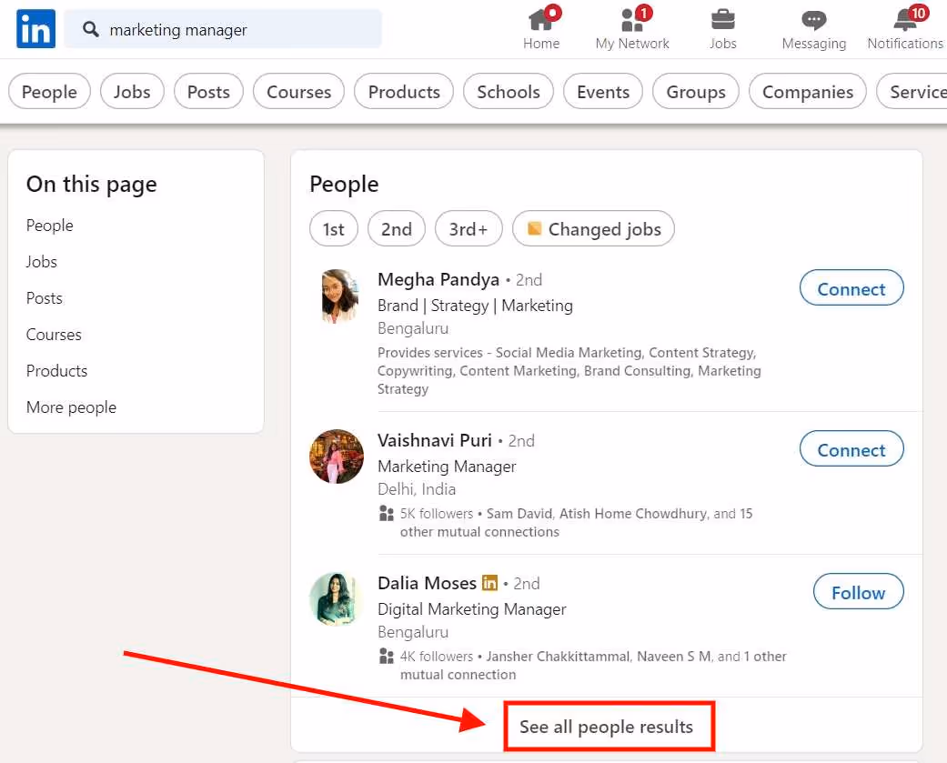 An option to click and see all the results on that page.