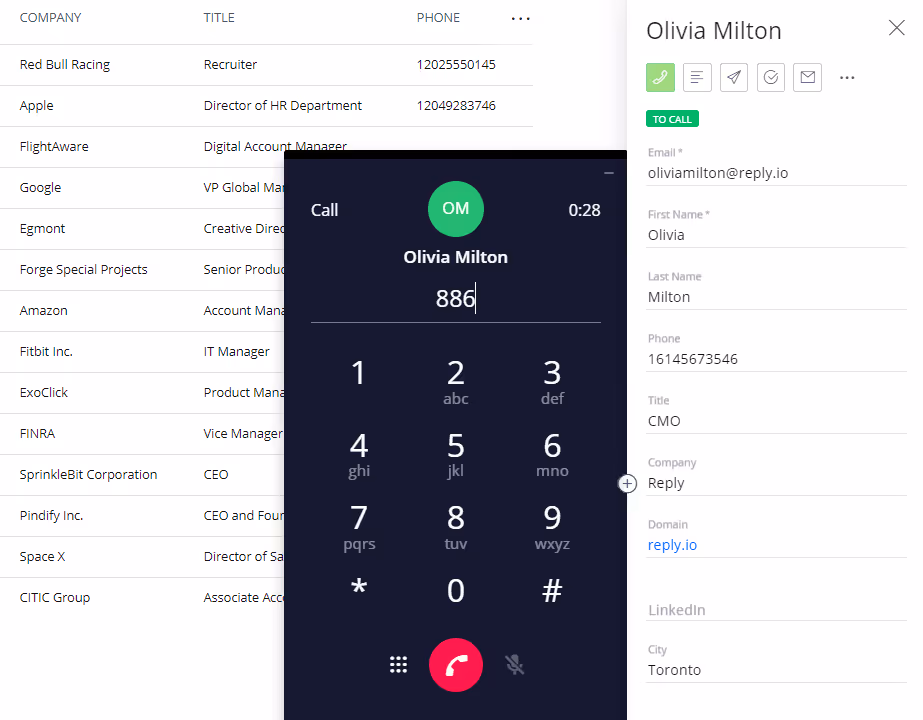 Replyio inbuilt dialer