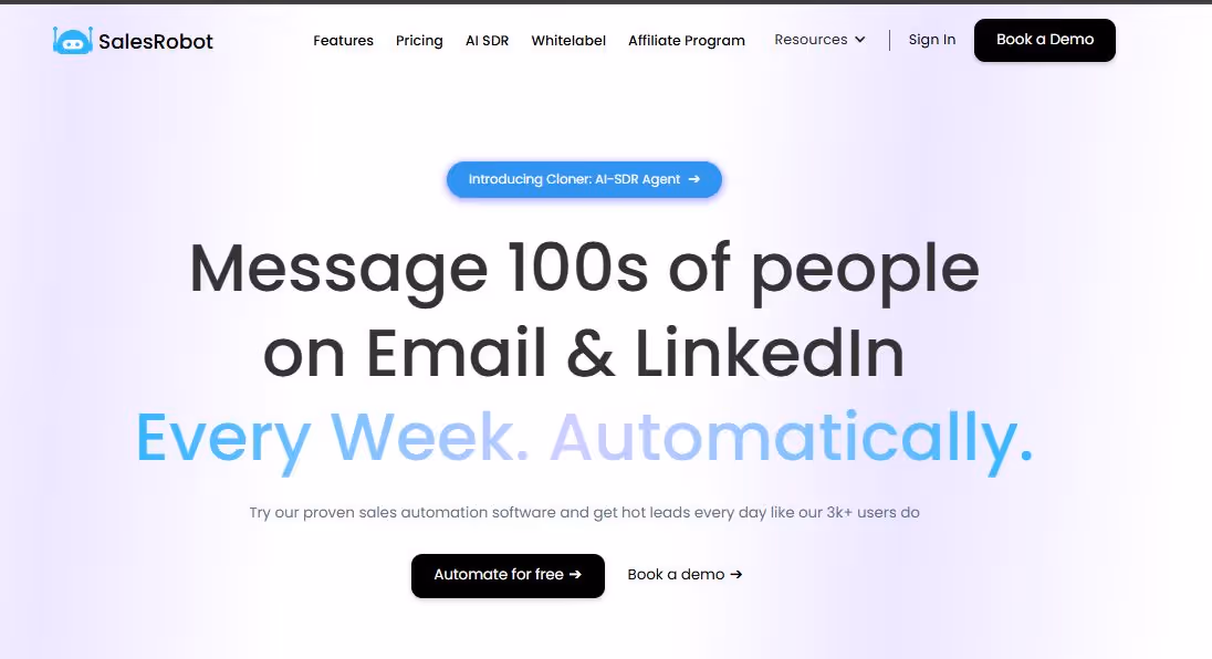 SalesRobot homepage