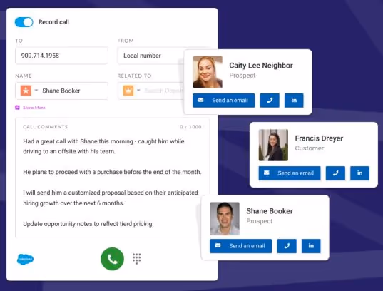 Mixmax one click call record