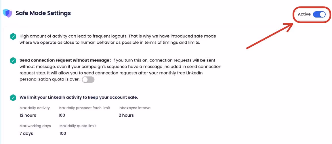 SalesRobot safe mode feature