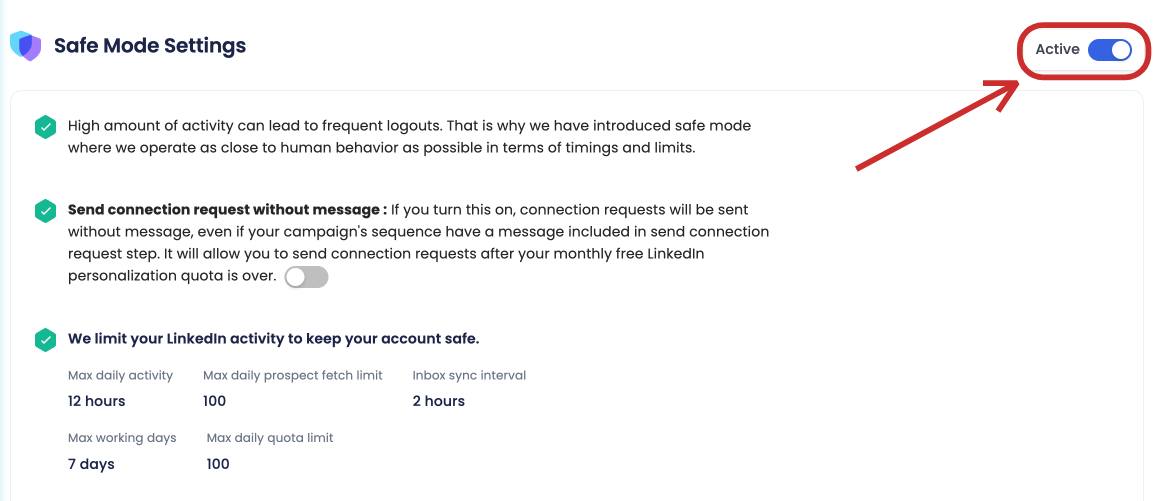 SalesRobot safe mode feature