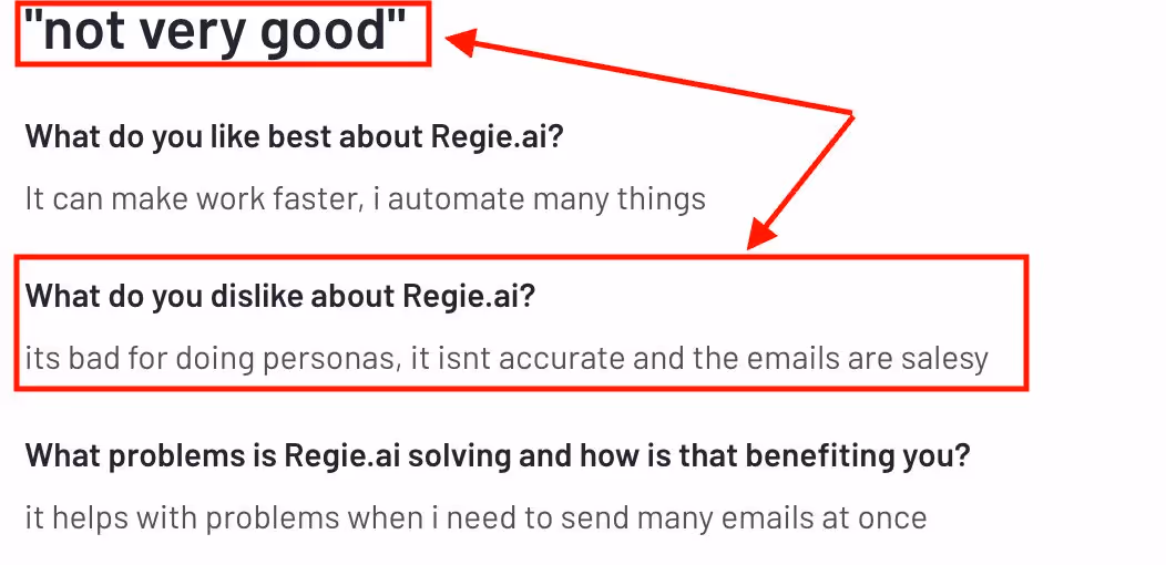 G2 review of Regie.ai