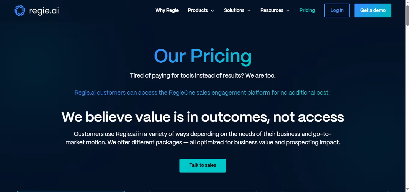 Regie.ai's pricing plans