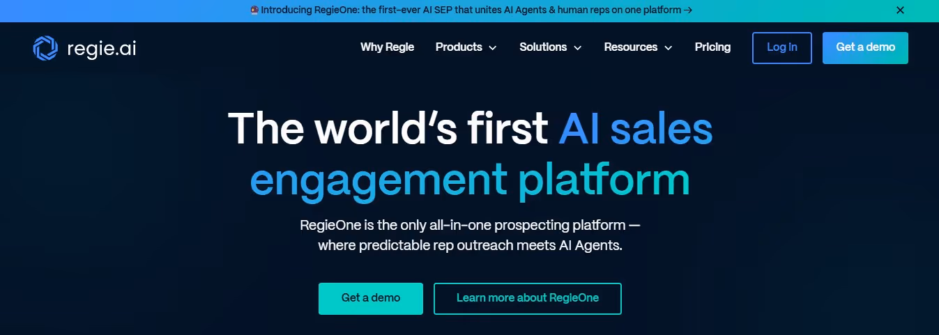 Regie.ai's homepage