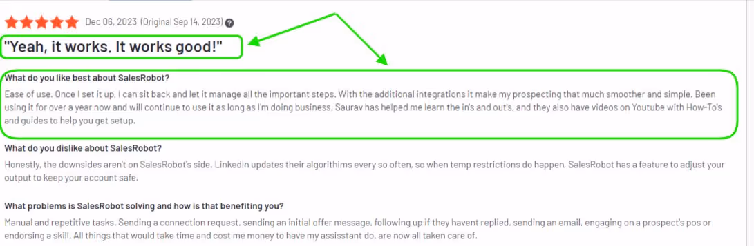 G2 review of Salesrobot