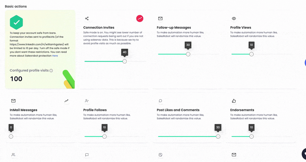 Salesrobot configurations that keep your account safe