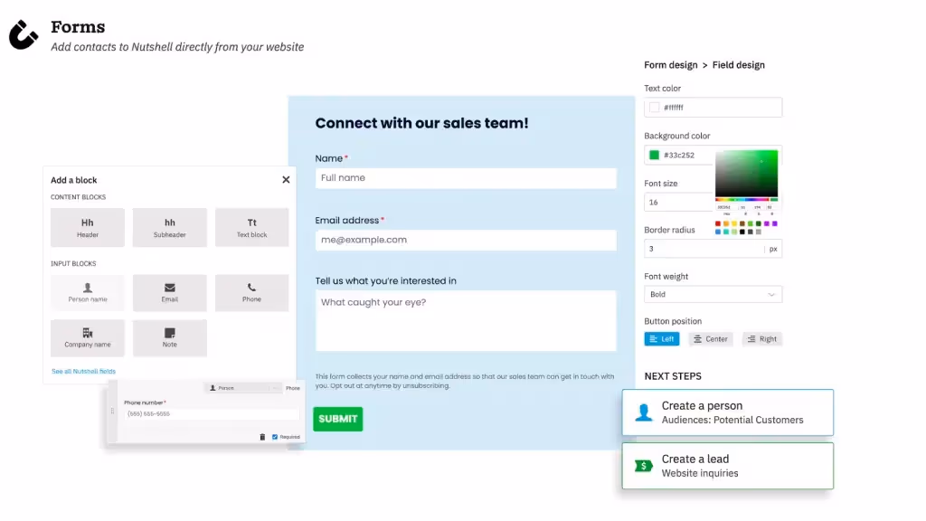 Nutshell lead gen form