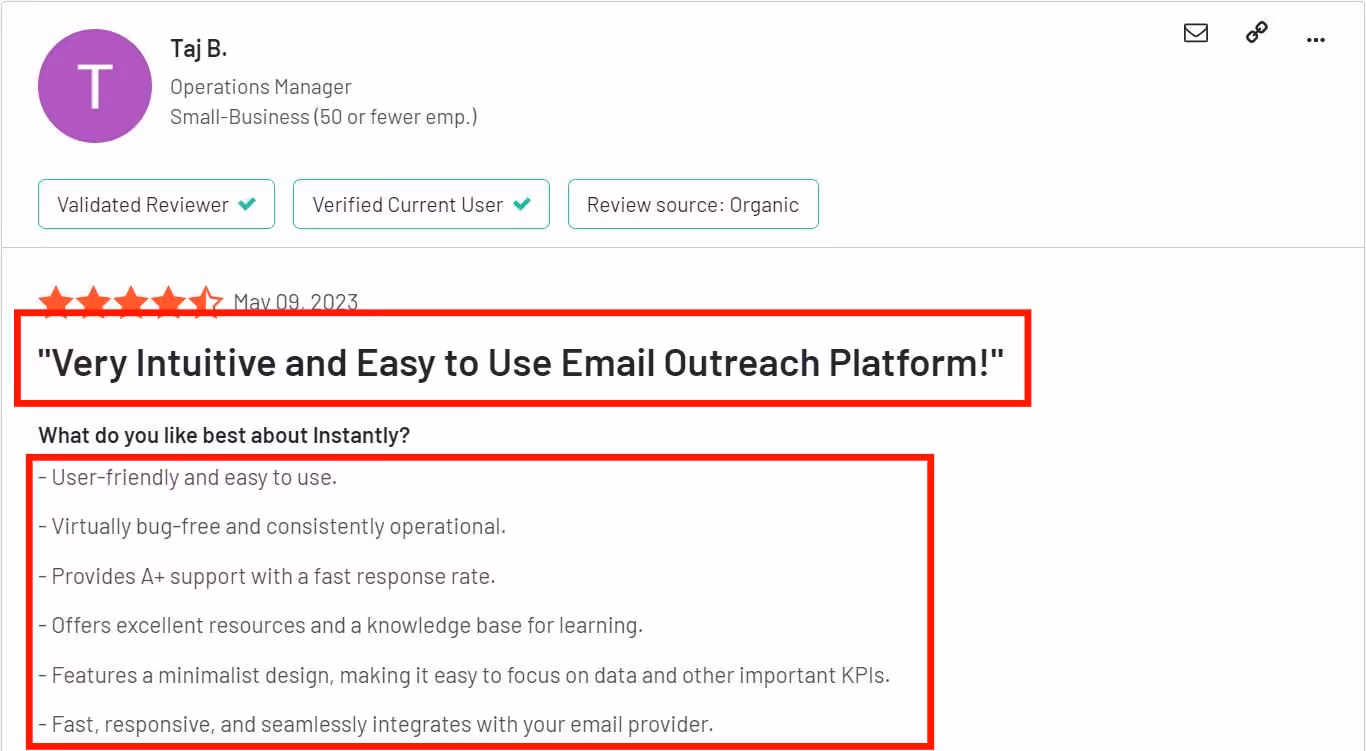 A good review of Instantly.