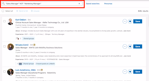 Boolean search in LinkedIn sales nav
