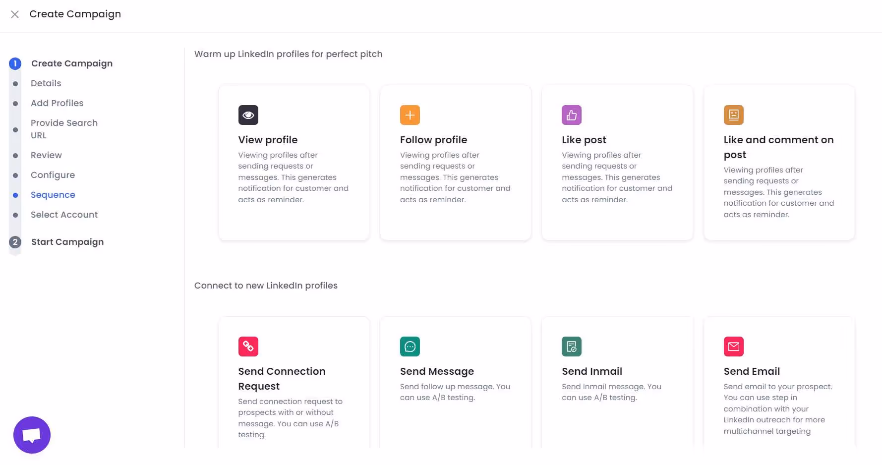 SalesRobot campaign sequence advanced steps