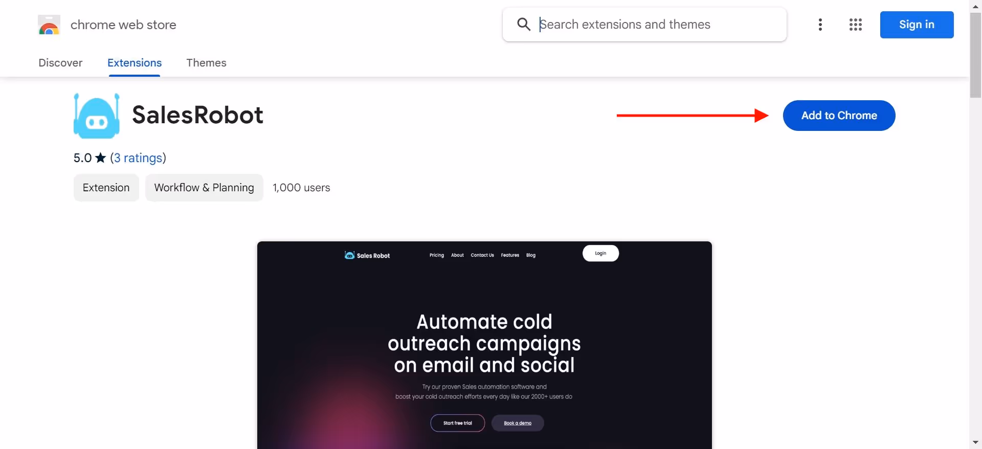 Add Salesrobot to your Chrome extension.