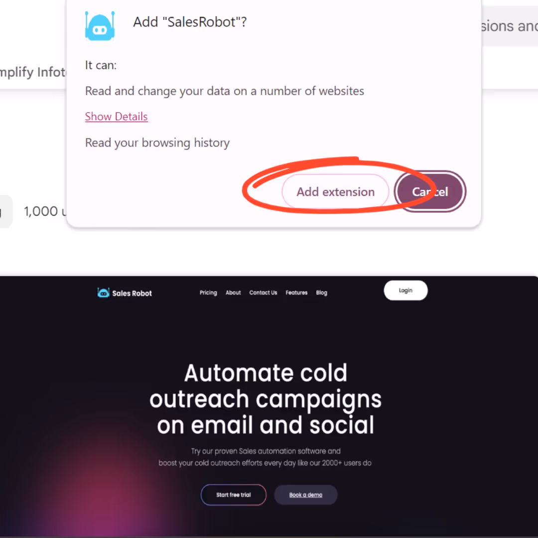 Click on add extension.
