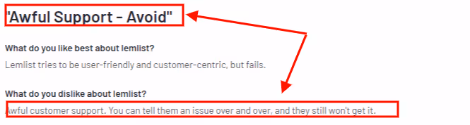 G2 review of Lemlist