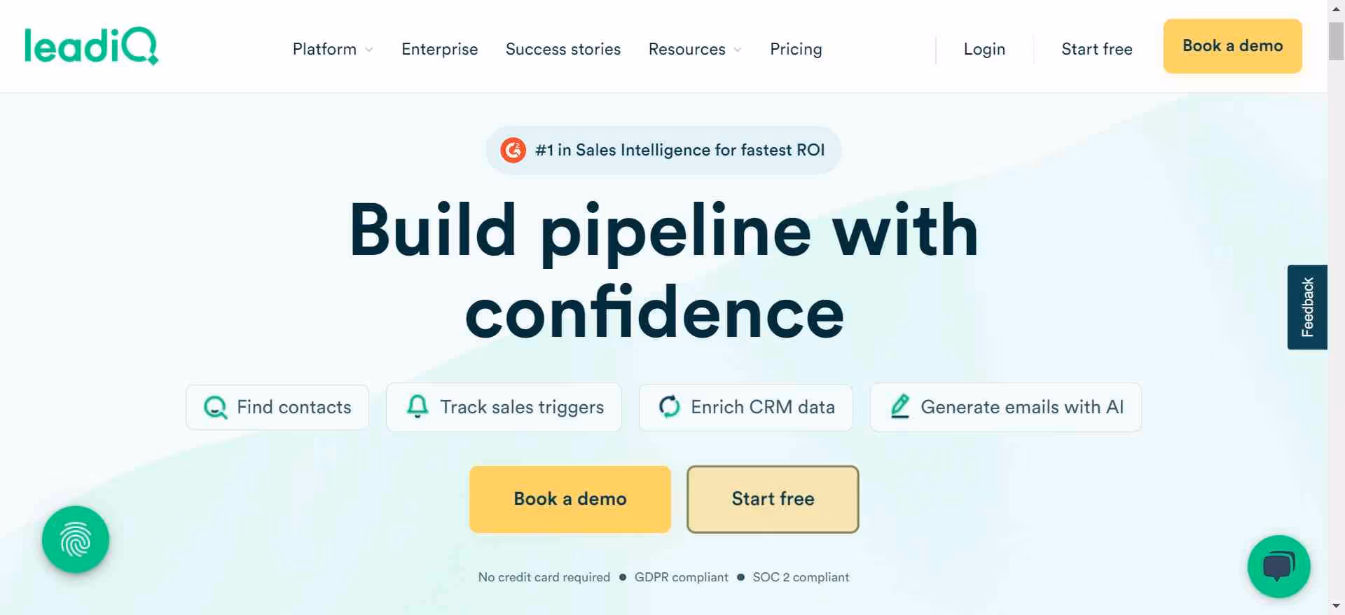 The leadiq home page.