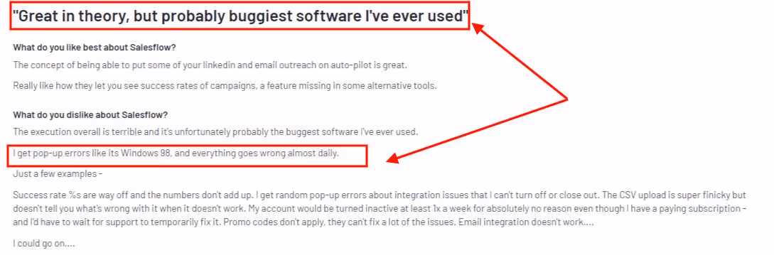 G2 review of Salesflow