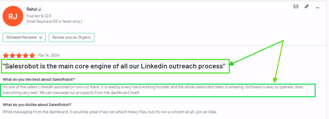 SalesRobot G2 review 