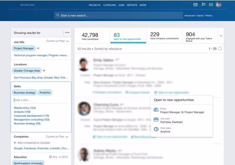 LinkedIn Recruiter page