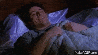 Joey waking up from a nightmare