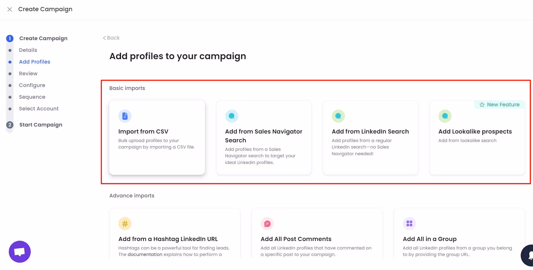 SalesRobot prospect pull options 