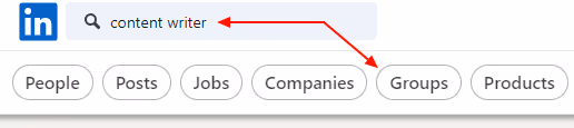 LinkedIn search with the groups filter