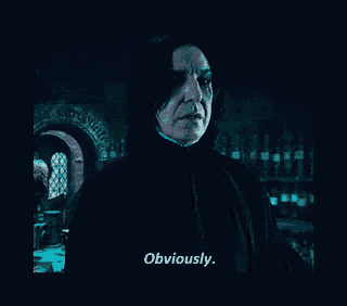 Professor Snape standing and saying 'Obviously'