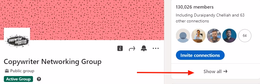 'Show all' option in a group to show the list of members
