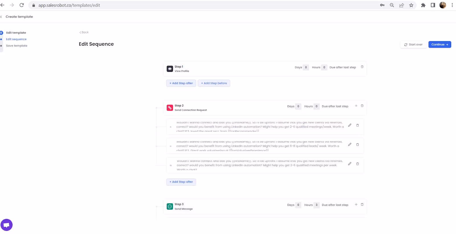 Edit the sequence of messages to be sent.