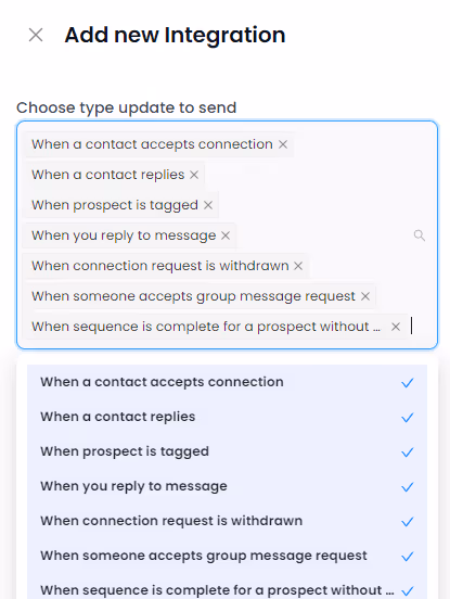 Different triggers in SalesRobot while adding integrations