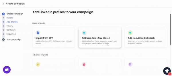 Options to import prospect lists in SalesRobot