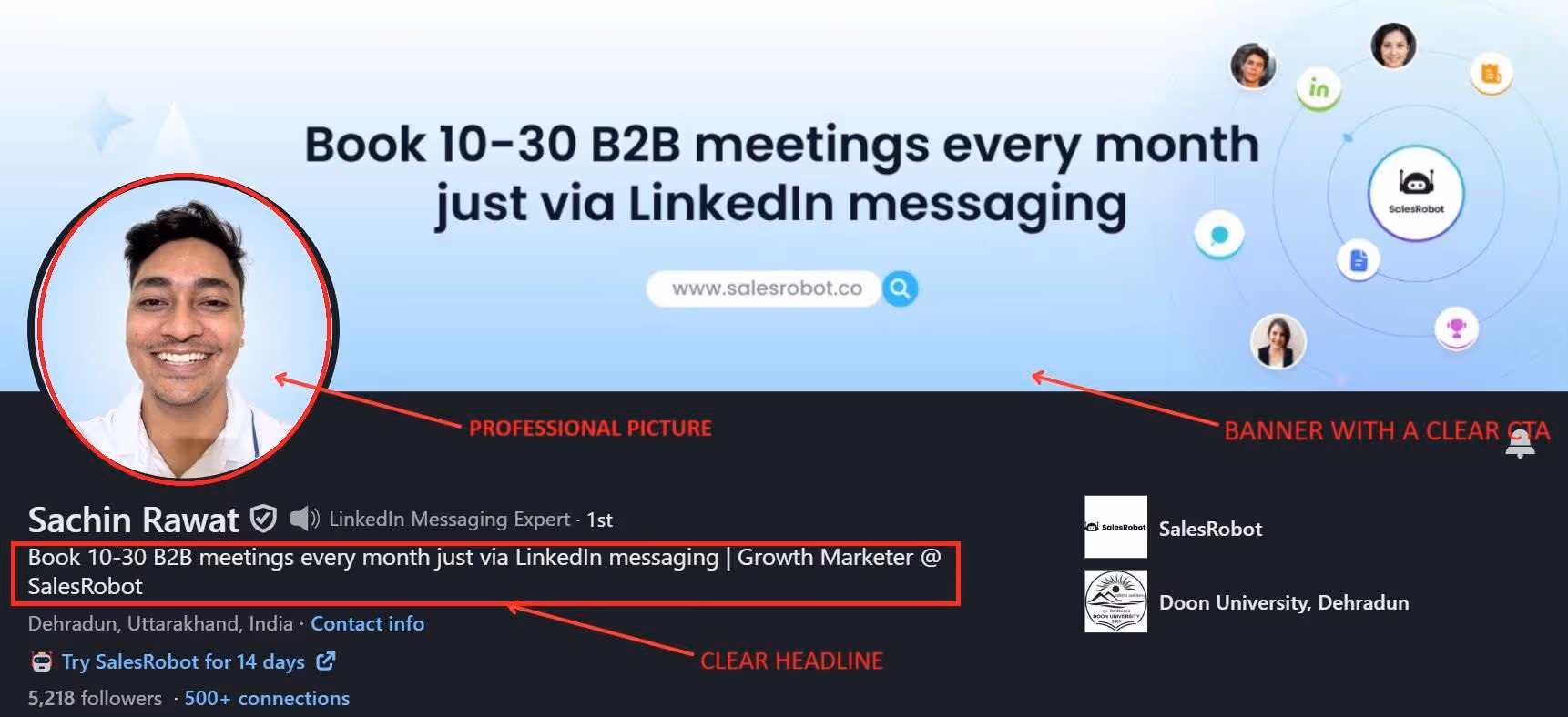 Optimised LinkedIn profile