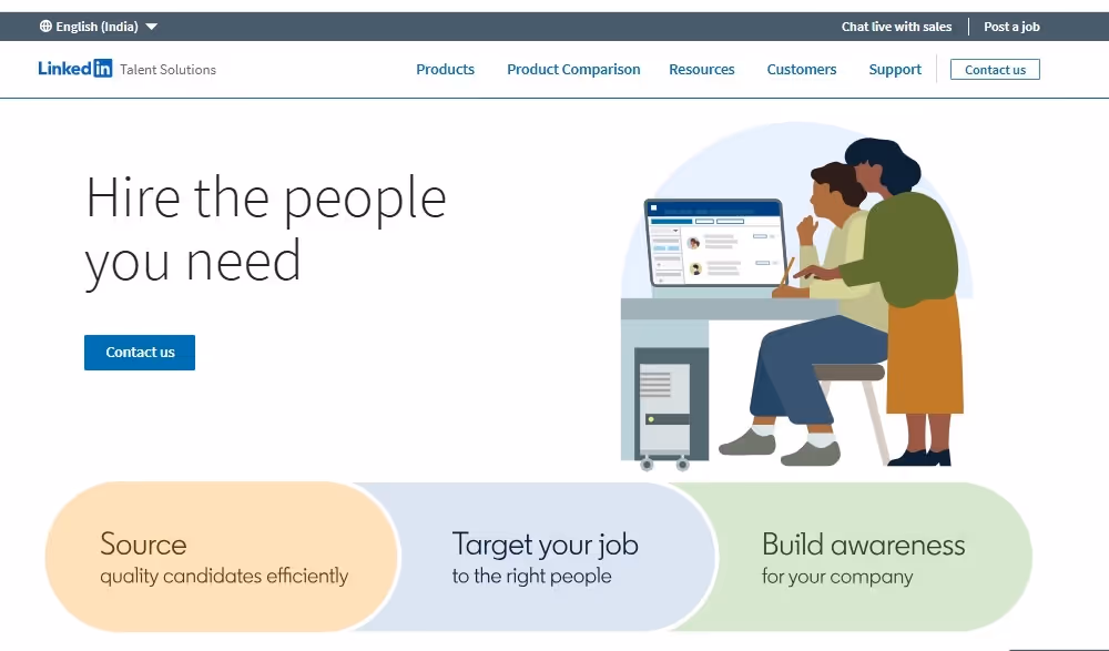 LinkedIn Talent Solutions webpage.