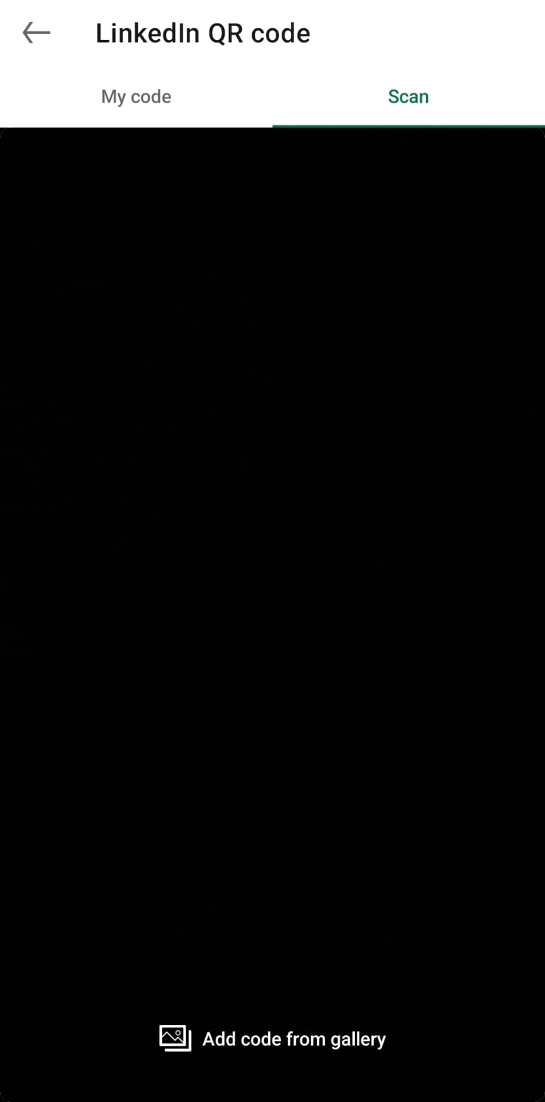 Scan tab for LinkedIn QR code 