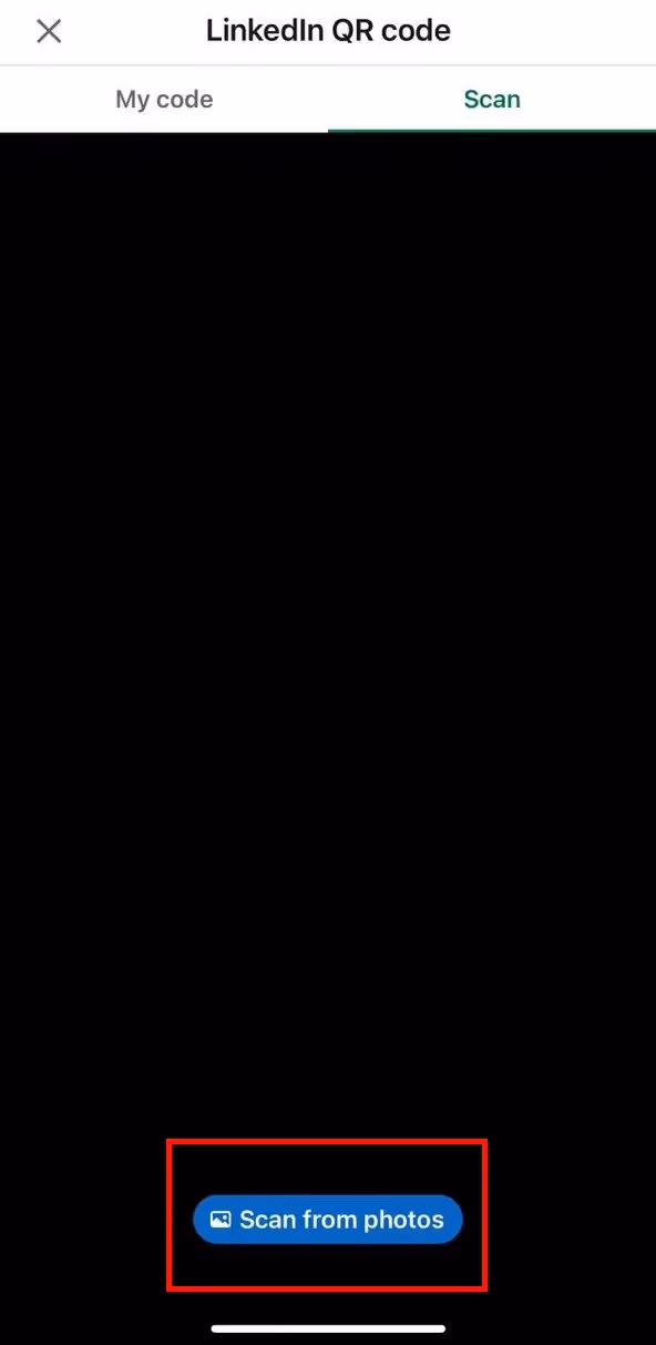 Scan LinkedIn QR code from iOS photos.