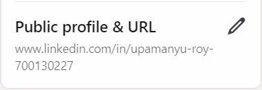 Edit public profile and URL option on LinkedIn.