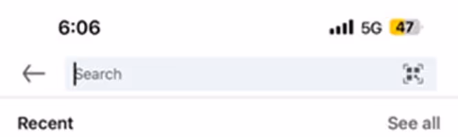 LinkedIn search bar on iOS.
