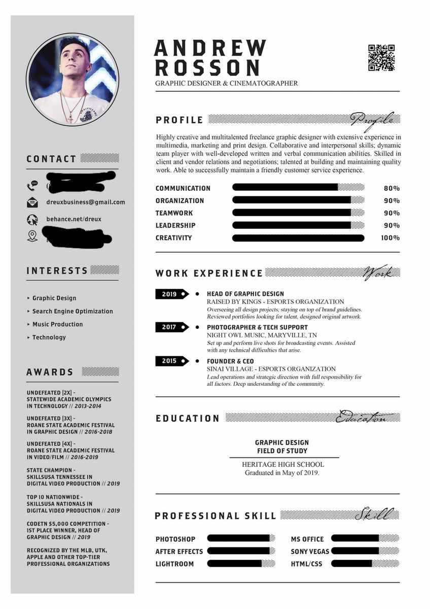 LinkedIn QR code on a resume. 