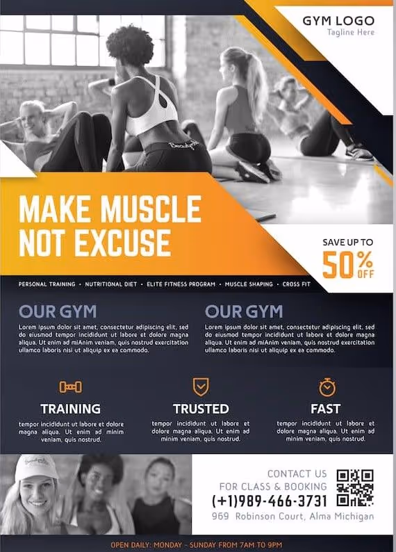 Example of a LinkedIn QR code on a fitness company page.