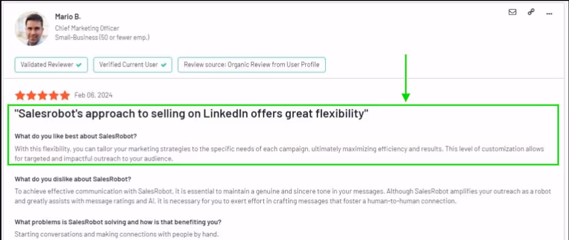 G2  review of salesrobot