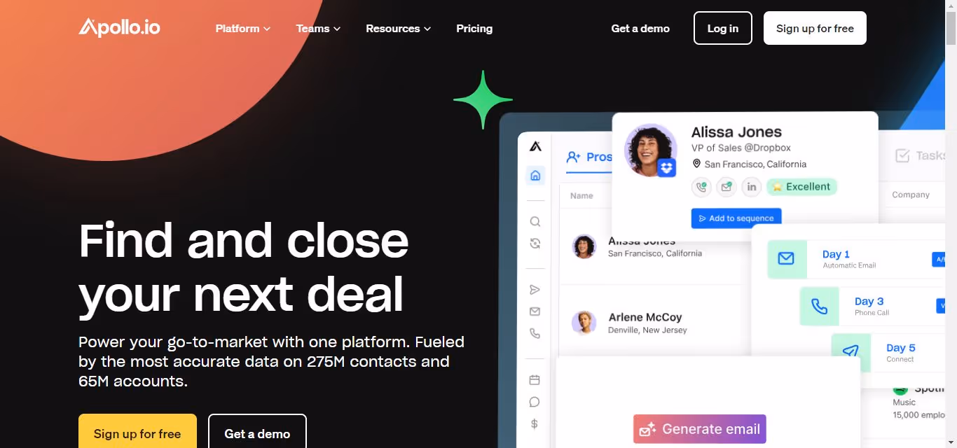 the homepage of Apollo.