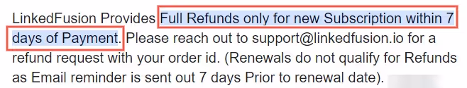 LinkedFusion refund policy