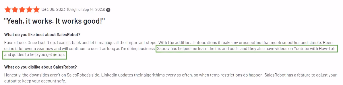 salesrobot review on G2