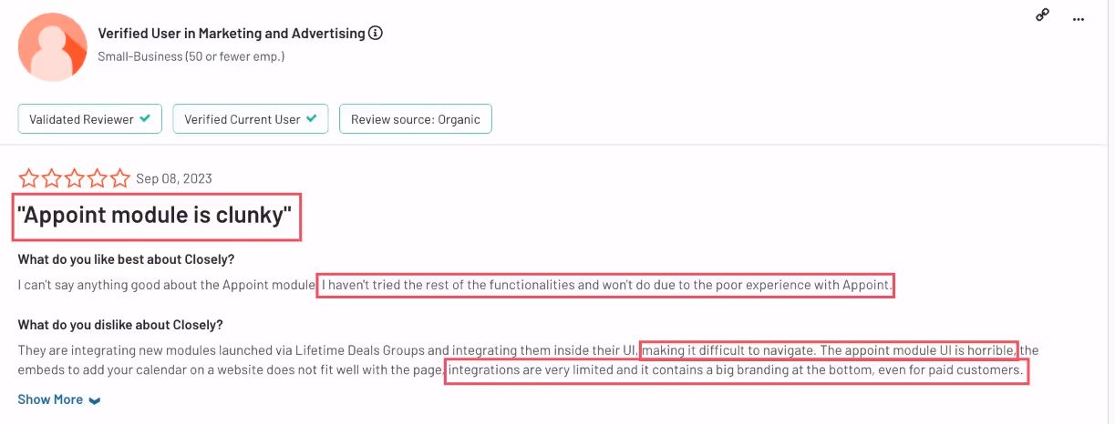 G2 review of Closely