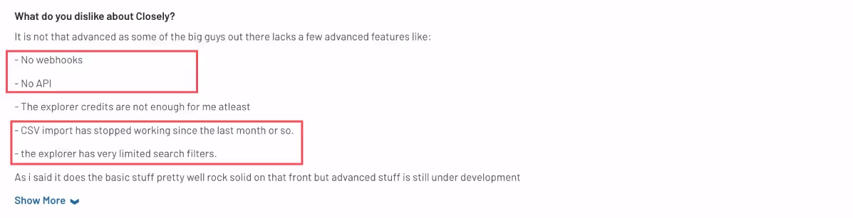 G2 review of Closely